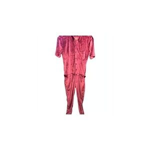 Romper Jack Wine Velour Jumpsuit Button Up Fitted Size MD USED